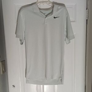 Nike Men's White Polo Shirt Green Polka Dots